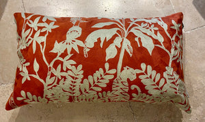 Coussins brodés corail/ficelle
